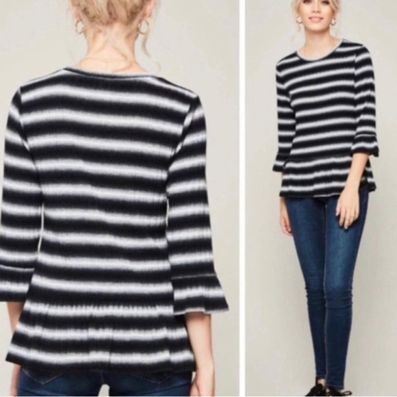 Black and Gray Striped Top - Picture 2 of 2